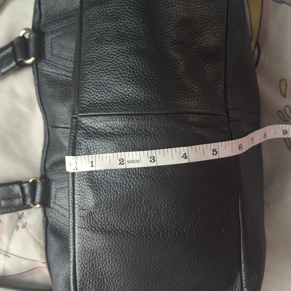 Genuine Black Leather Tote Bag Crossbody Strap - Picture 7 of 16
